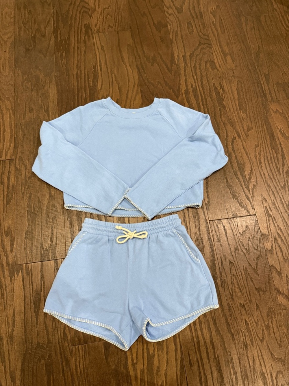 Z Supply Sky Blue Cropped Lounge Top & Shorts Set